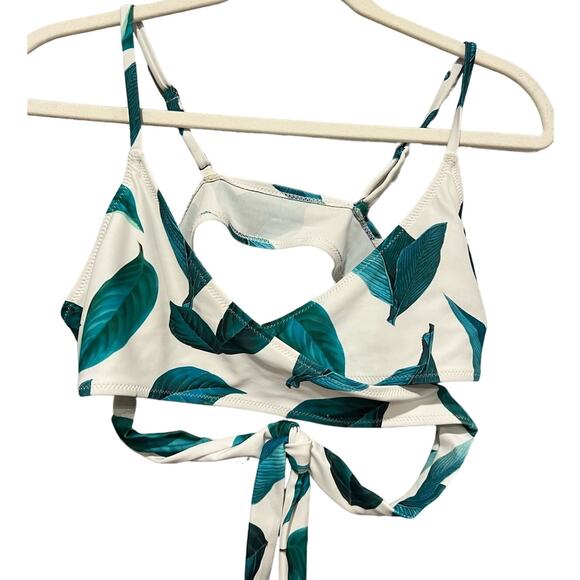 Cupshe Old Navy Small 2 Piece Bikini Green Tropical High Waist  Cross Top Swim - Picture 2 of 7